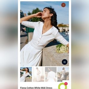 Simple Retro Fiona White Cotton Midi Dress